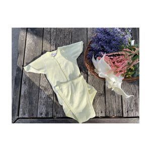 Vintage 80s Yellow Terrycloth Snappy Shirt Baby's Own Terry Cloth Sz 24M